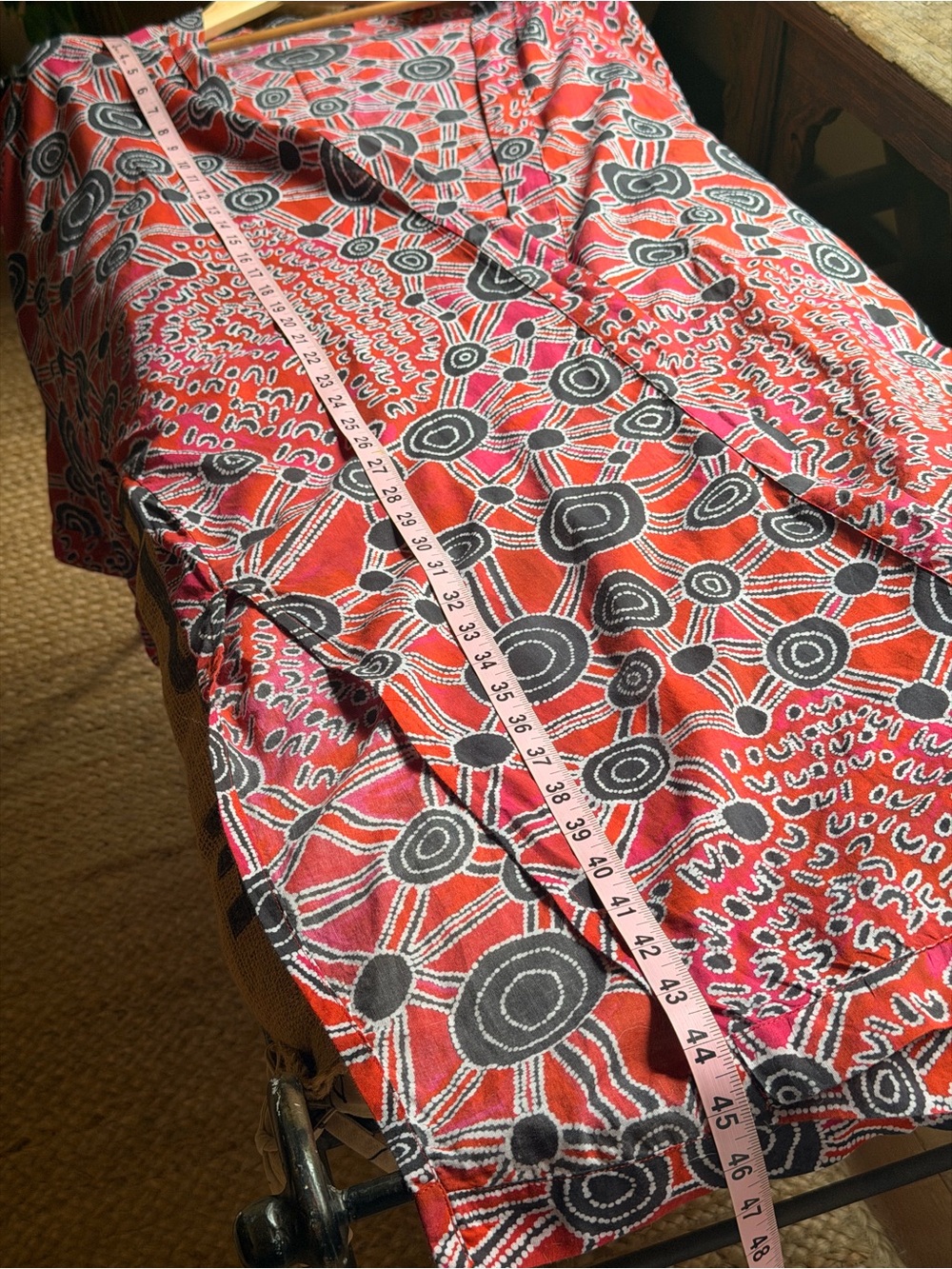 Women’s Red Patterned Kimono Jacket - Picture 5 of 5